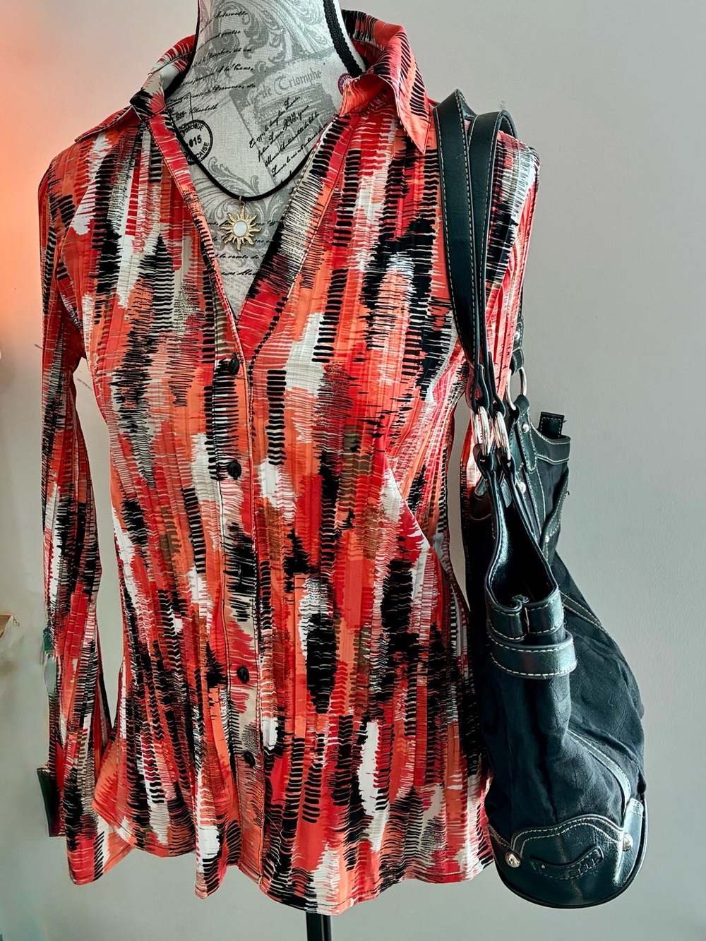 Apt. 9 Red, Black & Cream Abstract Button-Down Shirt